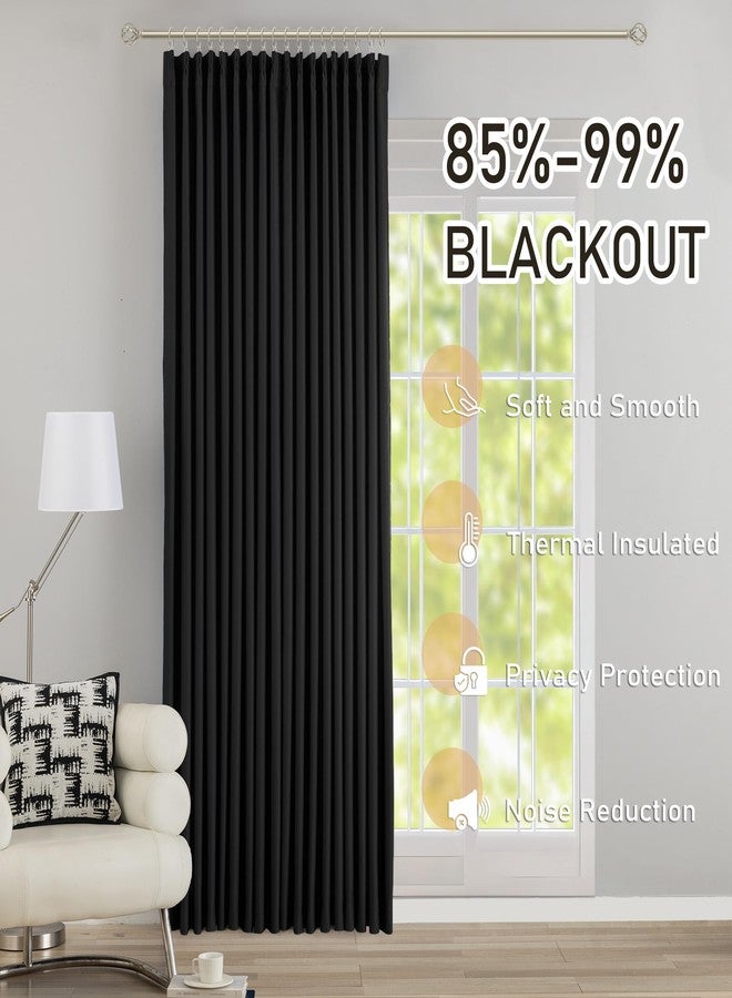 DONREN Black Pinch Pleated Blackout Curtains with Hooks - 104 inch Length Room Darkening Thermal Insulated Window Curtain Panels for Living Room Bedroom 2 Panel 40" Wx104 L - Image 2